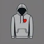 dark grey hoodie with red heart design image